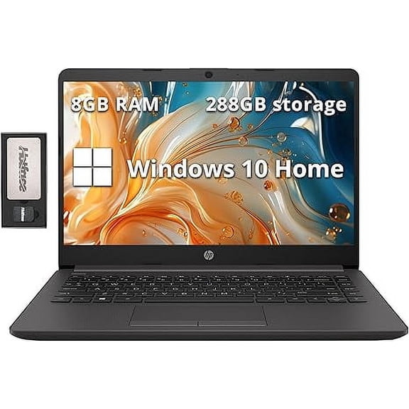 HP 245 G8 14" HD IPS Laptop, AMD 3020e Processor, 8GB RAM, 288GB Storage (128GB SSD 160GB Docking Station Set), AMD Radeon Graphics, 720p Webcam, Wi-Fi, Windows 10 Home, Black
