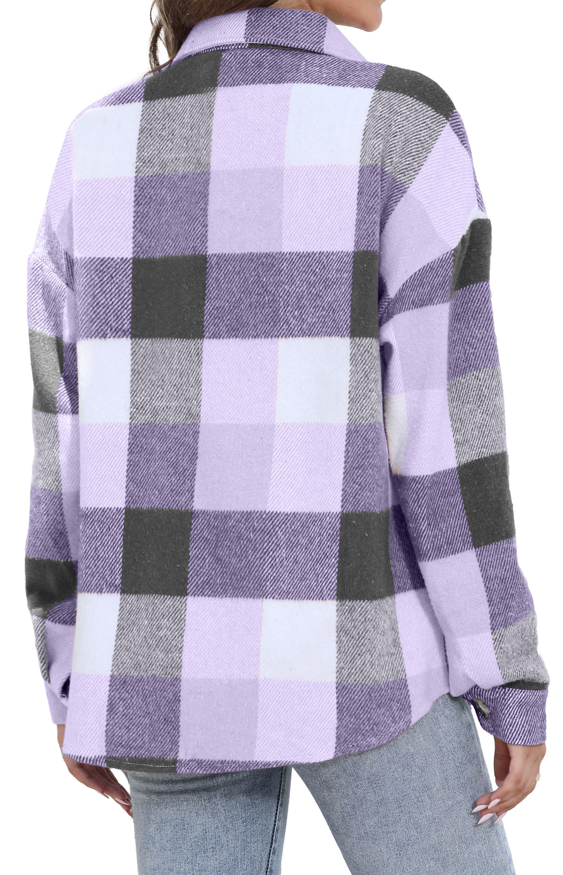 Fantaslook Women's Plaid Flannel Shacket Jacket photo 3