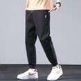 thumbnail image 1 of ML Harem Pants Men Simple Solid Streetwear Spring Summer Breathable Ankle Banded Spliced All-match American Style Male Trousers, 1 of 6