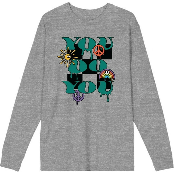 Positive Vibes You Do You Adult Heather Gray Crew Neck Long Sleeve Tee-Medium