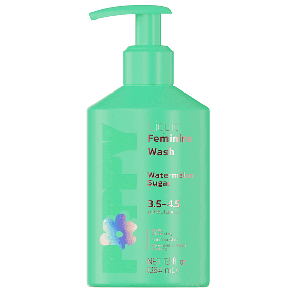 Poppy Intimate Feminine Wash, pH Balance Female Hygiene Cleansing Wash, Watermelon Sugar Scent, 13 fl oz