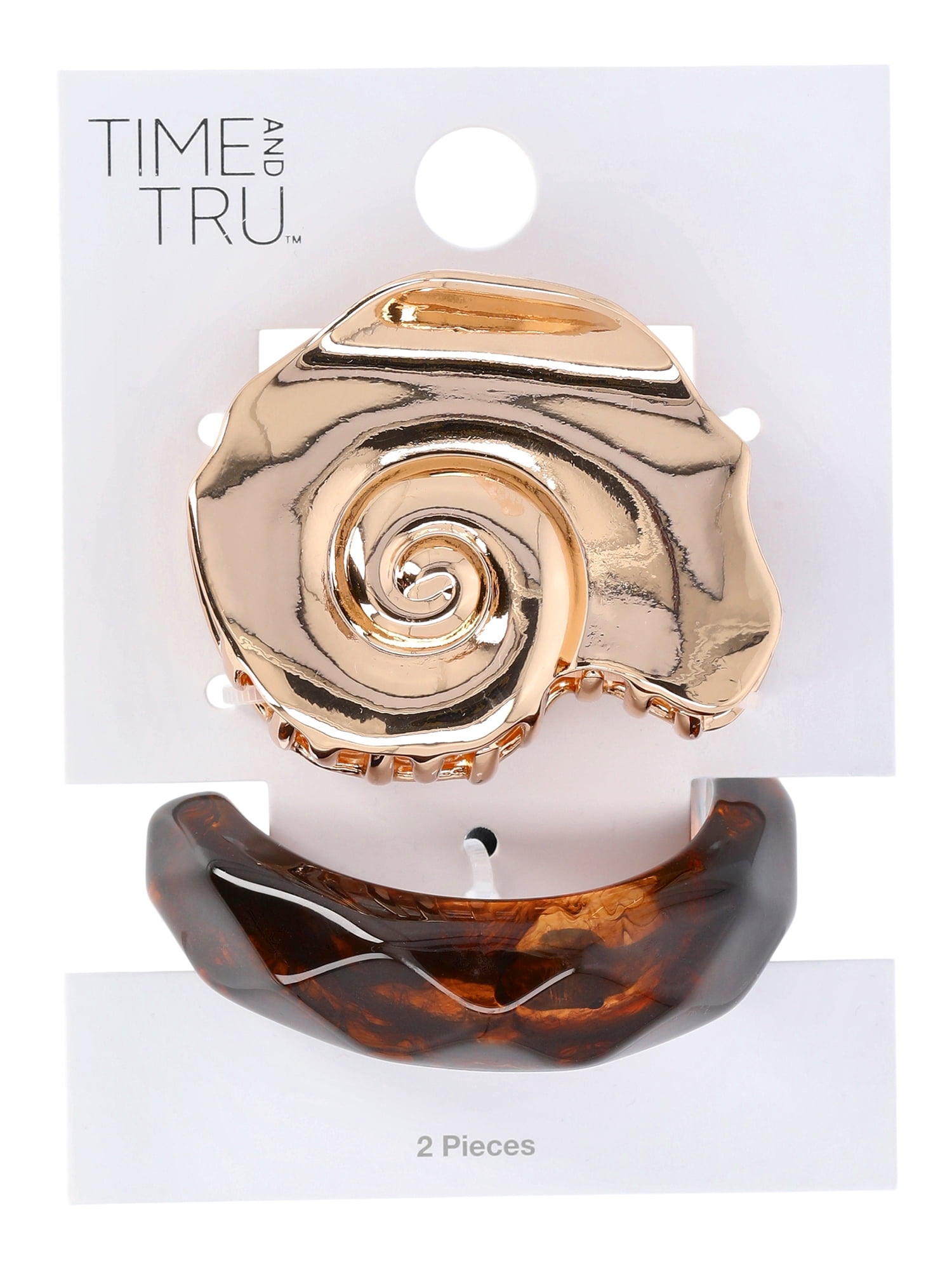 Time and Tru Women's Shell Claw Clip and Hair Cuff Set, 2-Piece