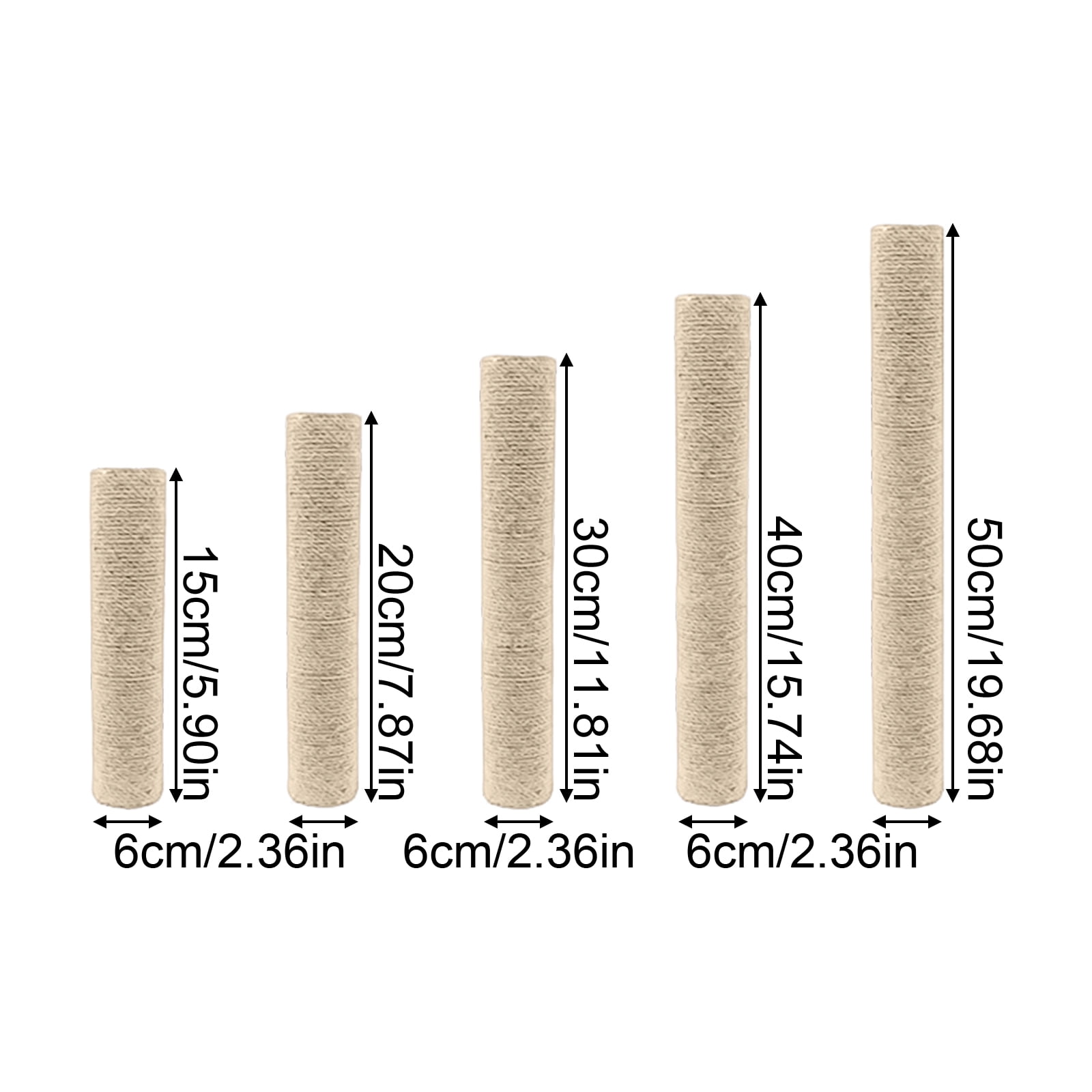 Cat Scratching Post Replacement - 20in Long 2.4in Diameter White Sisal Cat Scratcher for Cat Cages, Cat Tree, Grinding Claws, Grooming, Cat Toy, Cat Supplies