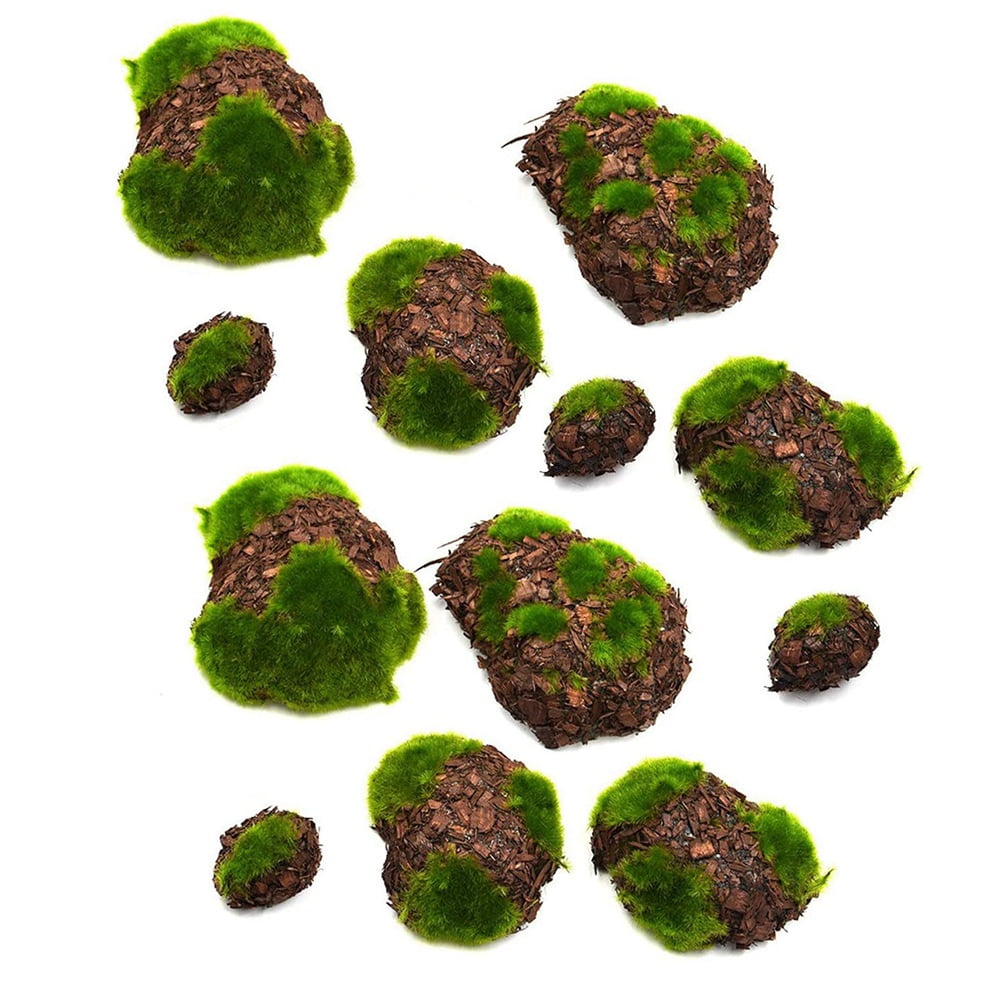 12 PCS Artificial Moss Rocks Decorative,Artificial Fake Rock, Fake Moss