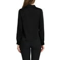 thumbnail image 3 of INSPIRE CHIC Women's Satin Top Long Sleeves Elegant V Neck Collar Work Office Blouse XS Black, 3 of 6