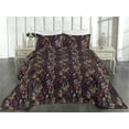 thumbnail image 2 of Ambesonne Vintage Quilted Bedspread Set 3 Pcs, Pansy Flowers Hand-Drawn, King, Dark Maroon Fawn and Taupe, 2 of 4