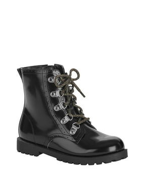 Wonder Nation Glossy Lace-Up Moto Boot (Little Girls & Big Girls)