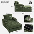 thumbnail image 2 of Aukfa 58" Chaise Lounge Oversized Sofa Chair with 2 Cup Holders&USB Ports, Chenille, Green, 2 of 9