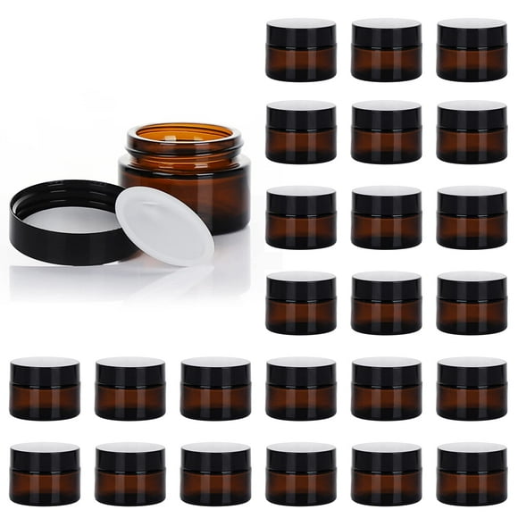 Tarro de vidrio Hoa King de 30 ml, color ámbar con tapa, paquete de 25 unidades, para cosméticos