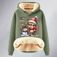 thumbnail image 3 of Christmas Sweatshirts for Women 2025 Christmas Cute Deer Print Women'S Fall Winter Velvet Thickened Warm Cardigan Hooded Hoody Hoodies for Women Light Green XXXXXL, 3 of 5