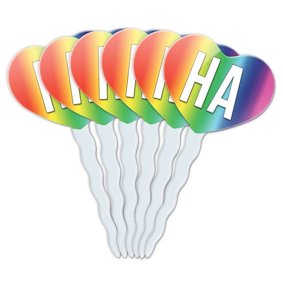 Ha Heart Love Cupcake Picks Toppers - Set of 6