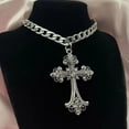 thumbnail image 4 of YIEMEEN Cross Necklace Silver Color With Crystals Gothic Crucifix Symbol Unisex Jewelry, 4 of 6