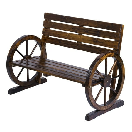 Leshp Patio Garden Park Wooden Wagon Wheel Bench Leshp Patio Garden Park Wooden Wagon Wheel Bench Chairs Rustic Wood Design
