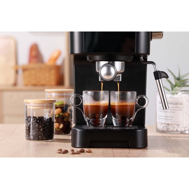 美品 ESPRESSO CREAM 43(28cm) BLACK Mainstays 15 Bar, 2-Cup Black Matte Espresso Machine With Swivel