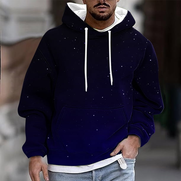 Sudadera con capucha para hombre, estilo casual, con cuello redondo, estampado, manga larga, blusa de poliéster