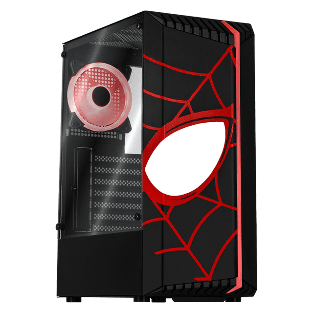 Gabinete XTREME PC GAMING Spider-Man Miles Morales V2 Edition Media Torre 1 Fan RGB Negro CXTMIBIBK