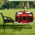 thumbnail image 7 of Coolnut 60" Christmas Checker Plaid Outdoor Round Tablecloth, Waterproof Stain-Resistant Non-Slip Circular Tablecloth with Umbrella Hole and Zipper for Tabletop Backyard Party BBQ Decor, 7 of 7