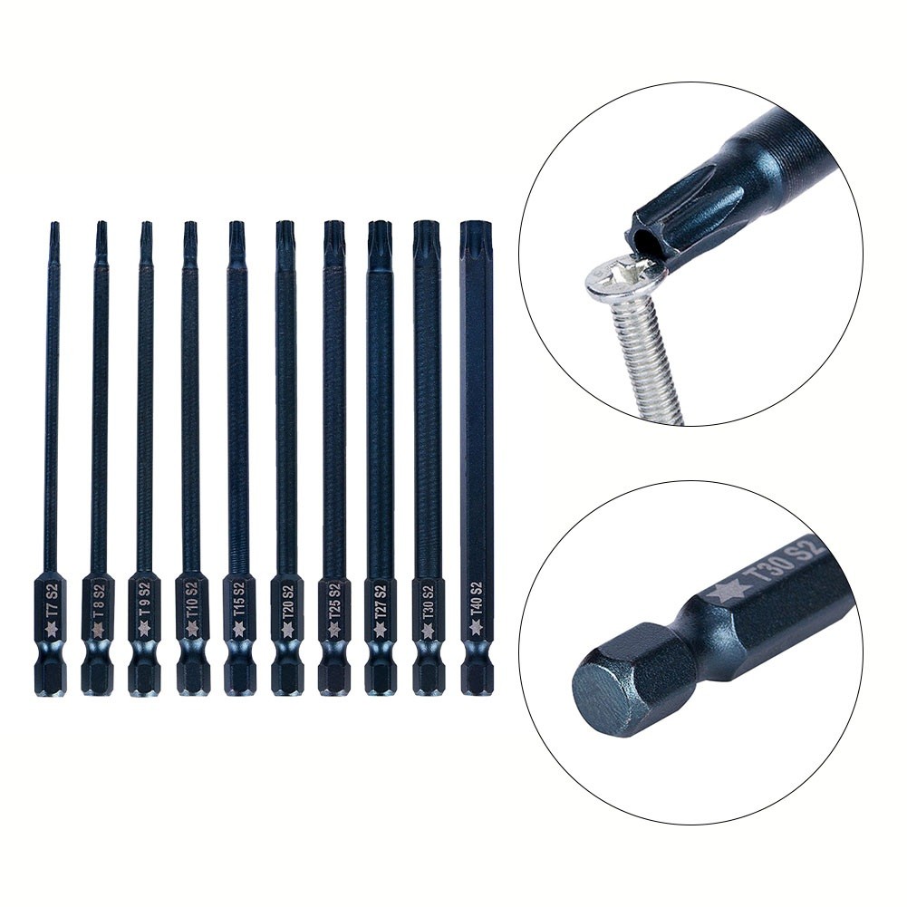 1Pc 100Mm Blue Magnetic Torx Screwdriver Bits Set Electric Screwdriver ...