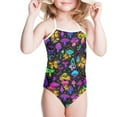 thumbnail image 3 of FOR U DESIGNS Fashion Girls Halter Swimsuit Size 7-8T Hippie Mushroom Stars Summer Beach Swimwear Lightweight Off Shoulder One Piece Bathing Suit, 3 of 6