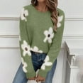 thumbnail image 2 of Stamzod Flower Printed Sweaters for Women Round Neck Long Sleeved Pullover Sweater Fall Outfits for Women 2025 Green L, 2 of 8