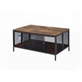 thumbnail image 3 of Winam Coffee Table in Antique Oak & Black Finish - 41"x21"x1" Shelf, Foldable & Metal Mesh Base, 3 of 9