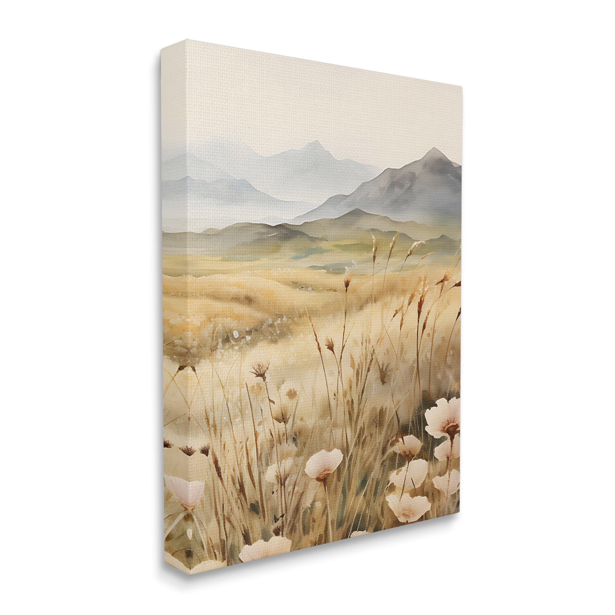 Stupell Industries Mountain View Meadow Landscape Painting Gallery Wrapped Canvas Art Print Wall Art, 16 x 20
