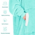 thumbnail image 6 of PMONPA Wearable Blanket Hoodie, Flannel Sherpa Fleece, Warm and Cozy Giant Sweatshirt for Adult, Woman and Man, One Size Fits All (Teal), 6 of 6