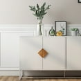 thumbnail image 3 of Abrihome Solid Wood Special Shape Square Handle Design with 4 Doors and Double Storage Sideboard,White, 3 of 7