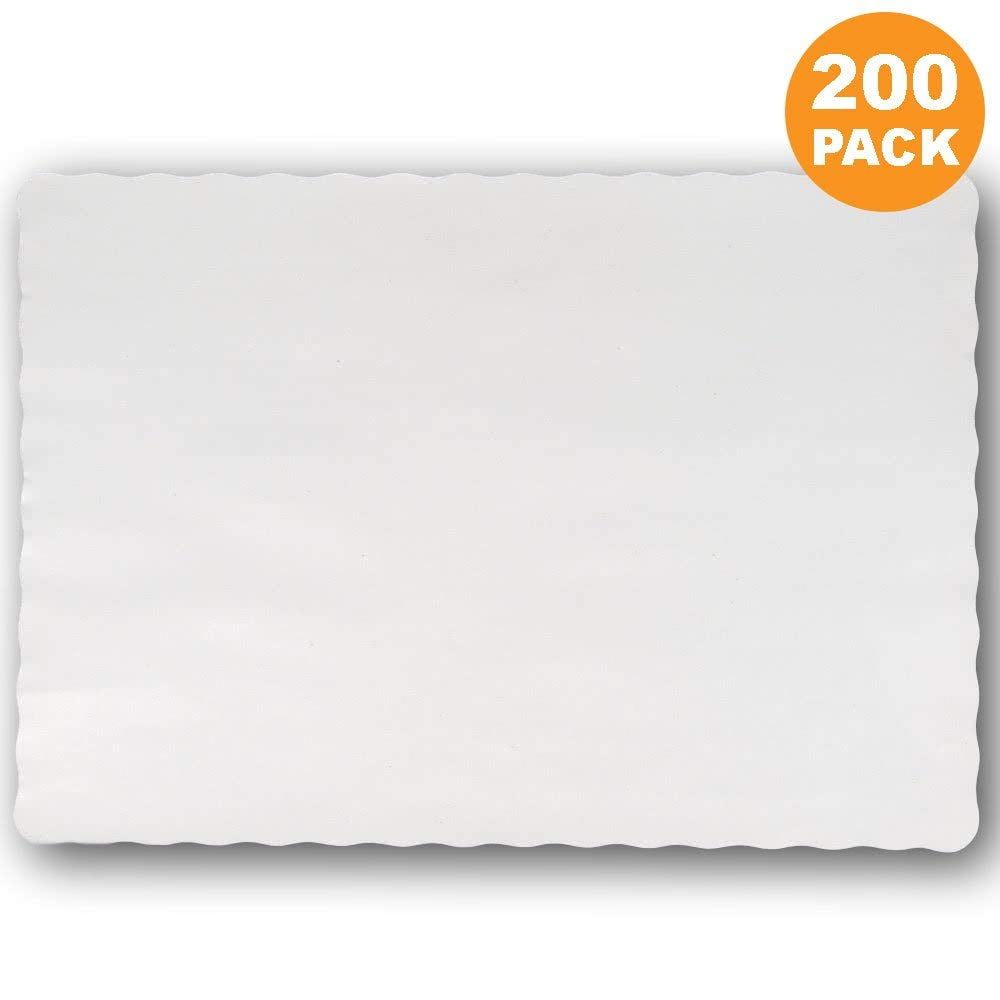 14 x 10 in, White, Paper, 200 pcs Juvale Disposable Placemats with Wavy Scalloped Edge 