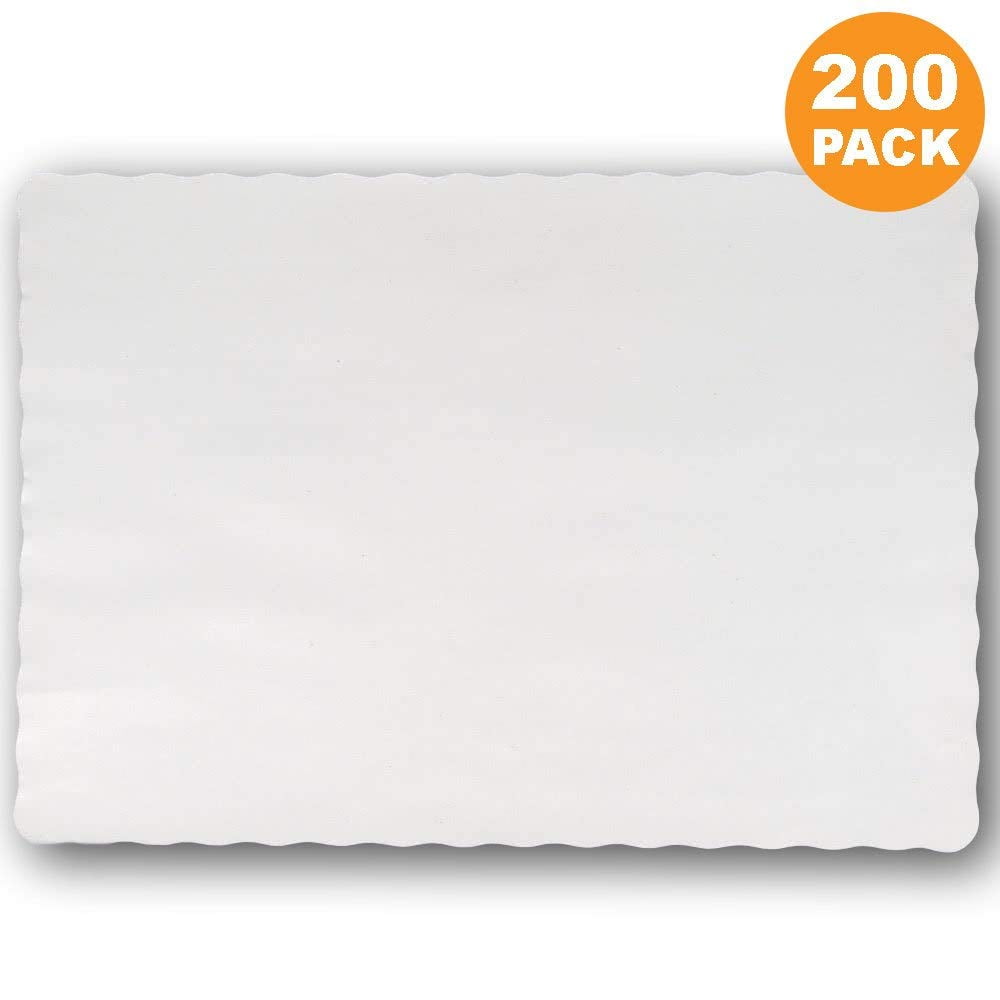 Disposable 14 x 10' Plain White Paper Placemat with Decorative Wavy