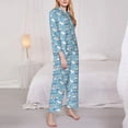 thumbnail image 3 of Fuzoiu Pelican Reed And Fish Print Women's Long-Sleeved Pajama,Lounge Button Down Nightwear,Womens Notch Collar Pajama Set-X-Large, 3 of 7