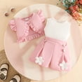 thumbnail image 2 of Caqnni Toddler Baby Girl Summer Clothes Daddys Girl Letter Short Sleeve T Shirt Tops Newborn Rolled Shorts Outfit Set 2Pcs Summer Playwear Beach Outfits 6-9 Months,Red, 2 of 9