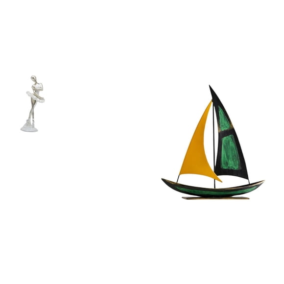 Escultura De Arte Moderno Con Una Elegante Bailarina Y Un Velero Para Dormitorio, Oficina, Centro De Mesa, Chimenea, Entrada, Estantería, Colección De Decoración.