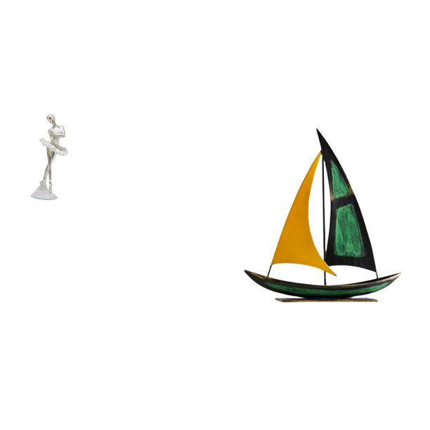 Escultura De Arte Moderno Con Una Elegante Bailarina Y Un Velero Para Dormitorio, Oficina, Centro De Mesa, Chimenea, Entrada, Estantería, Colección De Decoración.