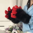 thumbnail image 5 of Byfri Black Furry Dragon Paw Full Finger Mittens, Plush Anime Gloves for Themed Events, Black 38x20cm, 5 of 7