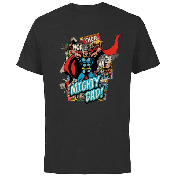 Marvel Thor Mighty Dad Comic Book Father's Day - Short Sleeve Cotton T-Shirt for Adults - Customized-Black