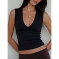 thumbnail image 6 of EMMIOL Women's Deep V-Neck Crop Tank Top Stretchy Sleeveless Going Out Top Fall Y2K Style, 6 of 6