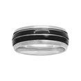 thumbnail image 3 of steel nation jewelry mens titanium 8mm two-tone black enamel triple grooved wedding band - mens ring, 3 of 3