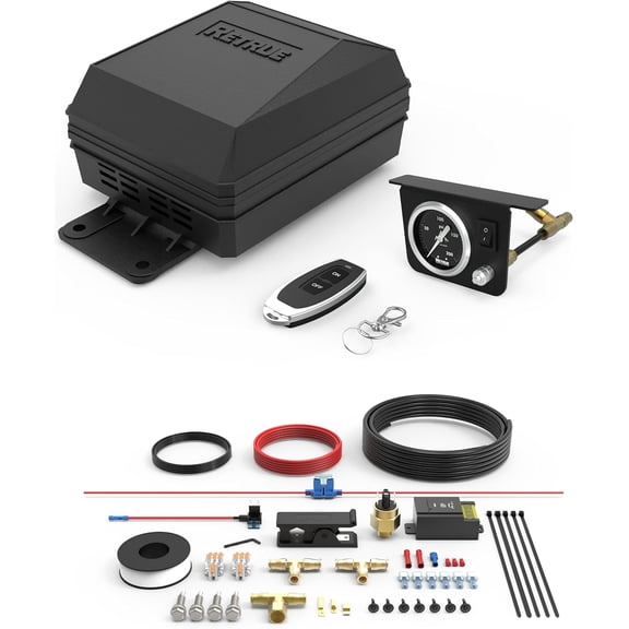 RETRUE Onboard Air Compressor System for Truck Airbag Suspension with Wireless Remote - Universal Air Bag Compressor kit for F150, F250, F350, Chevrolet Silverado, GMC Sierra and More Air bags Kit