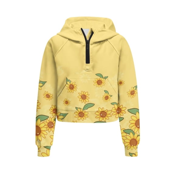 Chaqlin Sunflower Print Kids Blouse Shirt with Pocket Oversize Plus Size Girls Hoodies for School for Gym Size 5-6