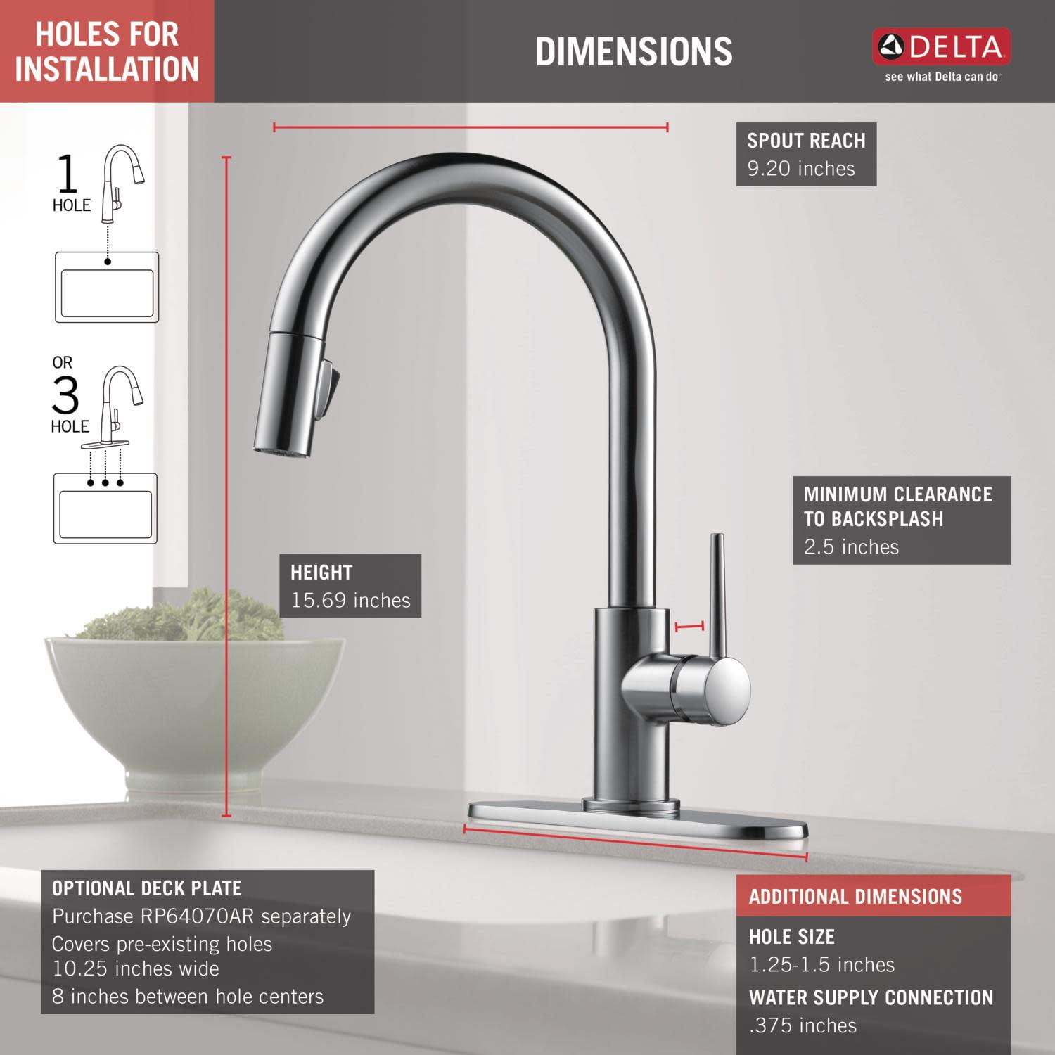 Delta Faucets Trinsic 1 Handle Kitchen Sink Faucet, Matte Black