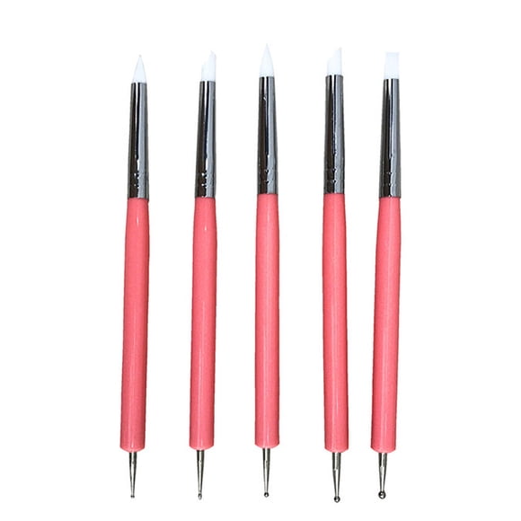 tredstone 5pcs Clay Ball Styluses Silicone Clay Sculpturing Pens Non-slip Portable Nail Sculpture Tools, Red