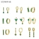 thumbnail image 2 of CCFJOYAS, pendientes de aro pequeños de circón de color verde para mujer, pendientes de aro de oro verde de Plata de Ley 925, joyería nueva llegada 2022 Tan Jianjun unisex, 2 of 2