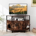 thumbnail image 4 of Gymax Meuble d'Angle pour Litière de Chat, Table d'Extrémité avec Tablette Ouverte, 2 Entrées, Doubles Portes, Brun Rustique, 4 of 10