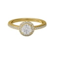 thumbnail image 3 of 2.7 Ct Round Moissanite Diamond 925 Sterling Silver Gold Vermeil Solitaire Halo Women Ring Pendant Earring Set, 3 of 5