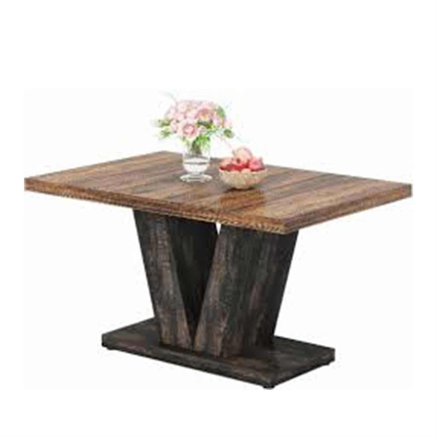 Demi Bonn 47" Farmhouse Dining Table, Wood Rectangular Kitchen Table with Duty Pedestal for Dining Room, Home Office, Living Room Furniture, Brown & Black