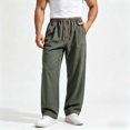 thumbnail image 2 of Aezemi Men Straight Leg Running Pants Fashion Outdoor Elastic Waist Drawstring Workout Long Trousers with Pockets Winter Fall Sports Exercise Trendy Comfy Casual Bottoms S, 2 of 9