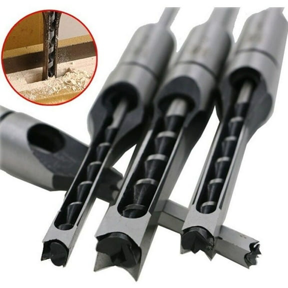 Wood Drill Bits Set for Square Holes, Compatible with Mortise and Tenon Joints, Deep Square Hole Cutting Tools for Woodworking