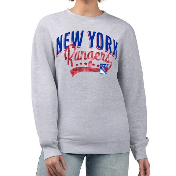 Women's G-III 4Her by Carl Banks  Heather Gray New York Rangers Filigree Team Graphic Fleece Pullover Sweatshirt