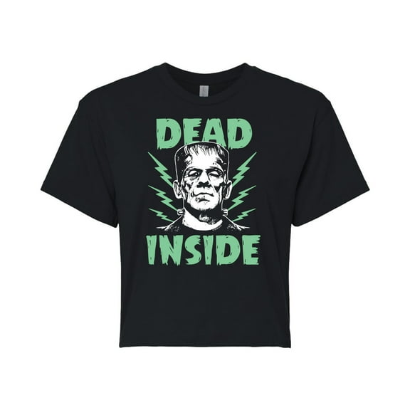 Classic Monsters - Frankenstein - Dead Inside - Electrified - Juniors Cropped Cotton Blend T-Shirt
